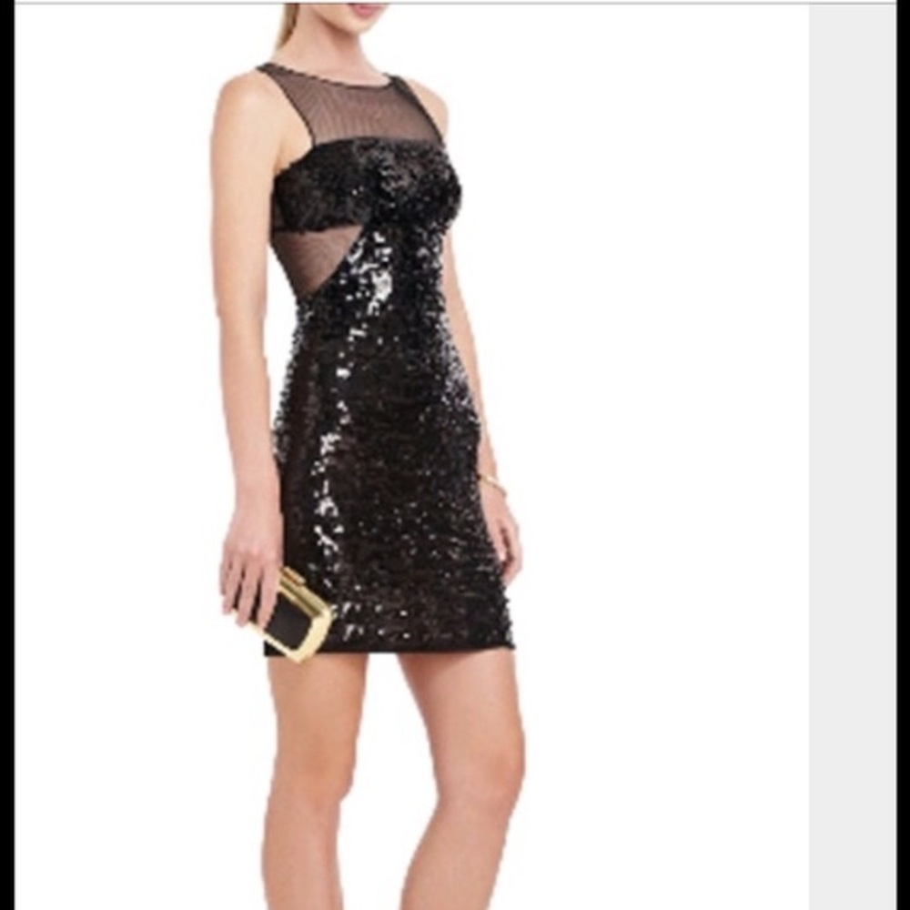 BCBG MaxAzria Lia Mini Black Sequin Dress XXS